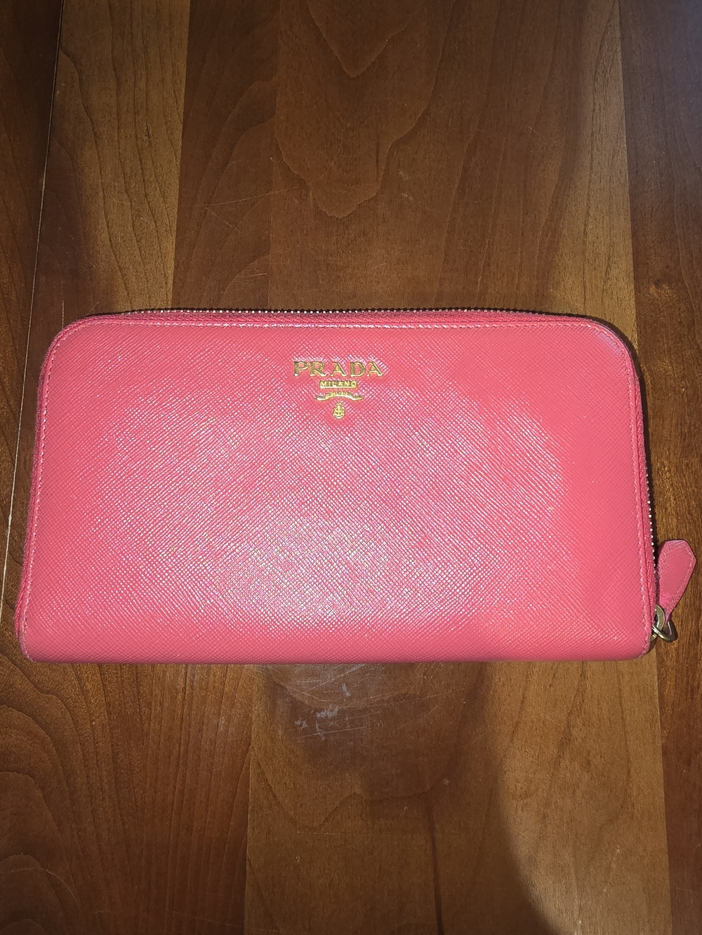 Genuine Prada Saffiano Zip-Around Wallet in Pink 💕, Excellent Condition